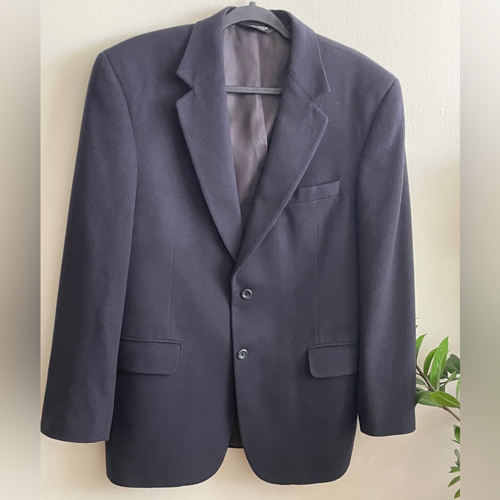 Jos A Bank Blazer Cashmere 100% Mens Navy Blue Sport Coat Jacket Academic 40S - Picture 2 of 11